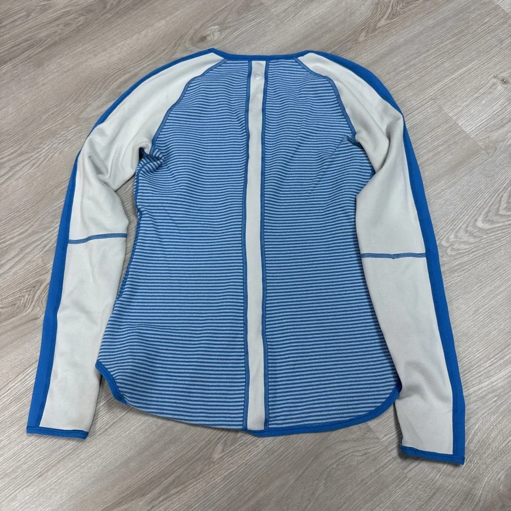 Lululemon Runder Under Striped Reversible Blue Long Sleeve Women's Size S Shirt